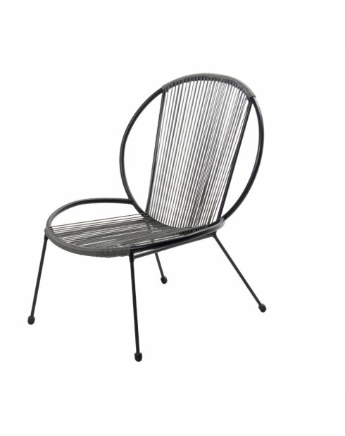 Salon de jardin 2 fauteuils et 1 table basse Sevilla gris foncé - 3 pièces