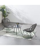 Salon de jardin 2 fauteuils et 1 table basse Sevilla gris foncé - 3 pièces