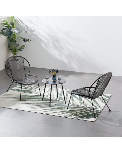 Salon de jardin 2 fauteuils et 1 table basse Sevilla gris foncé - 3 pièces