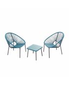 Salon de jardin 2 fauteuils et table basse Verano bleu - 3 pièces