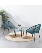Salon de jardin 2 fauteuils et table basse Verano bleu - 3 pièces