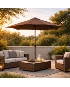 Ombrellone rotondo a LED marrone Kea - 266x266 cm
