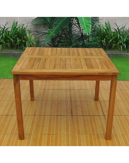 Sirona bruine vierkante teakhouten tuintafel - 75x100x100 cm