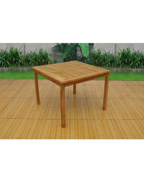 Sirona bruine vierkante teakhouten tuintafel - 75x100x100 cm
