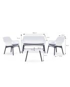 Salon de jardin 4 places avec table basse Bursa blanc - 4 pièces