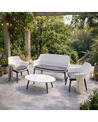 Salon de jardin 4 places avec table basse Bursa blanc - 4 pièces