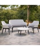 Salon de jardin 4 places avec table basse Bursa blanc - 4 pièces