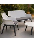 Salon de jardin 4 places avec table basse Bursa blanc - 4 pièces