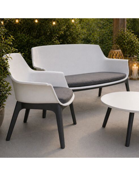 Salon de jardin 4 places avec table basse Bursa blanc - 4 pièces