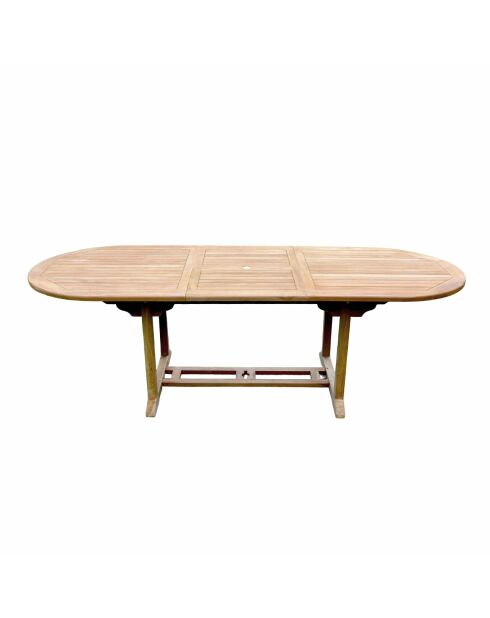 Ausziehbarer 10-Sitzer-Gartentisch aus rohem Teakholz Lireno-Holz - 180x90x75 cm
