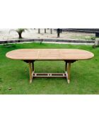 Ausziehbarer 10-Sitzer-Gartentisch aus rohem Teakholz Lireno-Holz - 180x90x75 cm