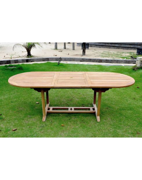 Ausziehbarer 10-Sitzer-Gartentisch aus rohem Teakholz Lireno-Holz - 180x90x75 cm