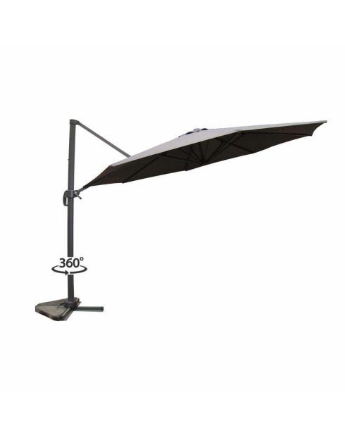 Kaleno grauer, um 360° drehbarer runder Offset-Sonnenschirm — 350x350x260 cm