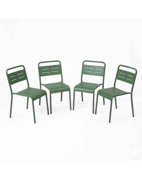 Ensemble de 4 chaises de jardin empilables Falcou vertes - 43x59x79 cm