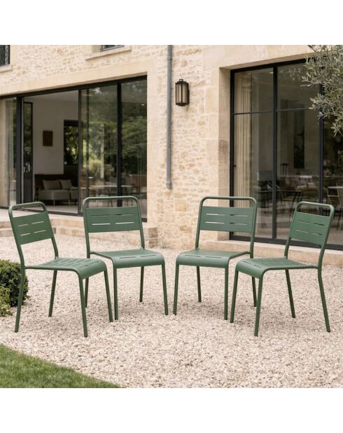 Ensemble de 4 chaises de jardin empilables Falcou vertes - 43x59x79 cm