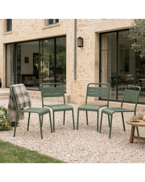 Ensemble de 4 chaises de jardin empilables Falcou vertes - 43x59x79 cm