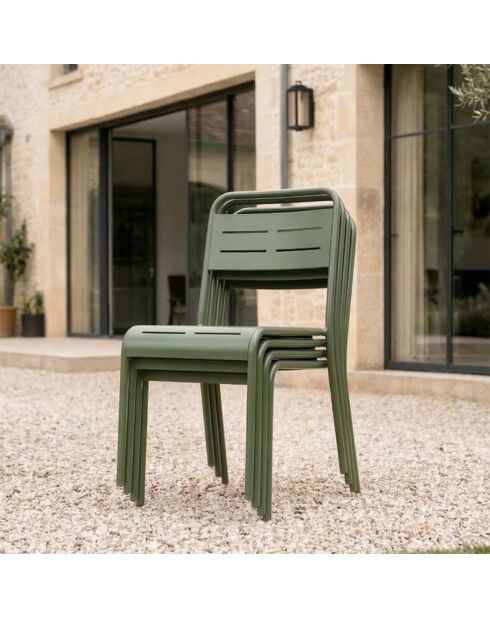Ensemble de 4 chaises de jardin empilables Falcou vertes - 43x59x79 cm