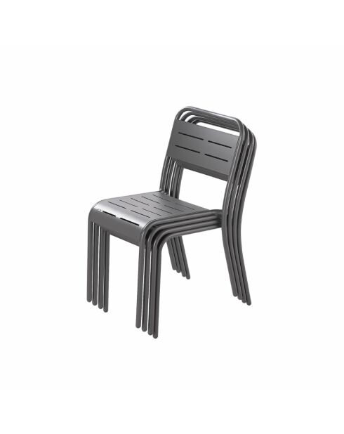 Set van 4 donkergrijze Falcou stalen stoelen - 43x59x79 cm