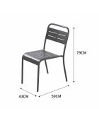 Set van 4 donkergrijze Falcou stalen stoelen - 43x59x79 cm