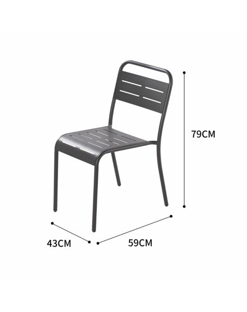 Set van 4 donkergrijze Falcou stalen stoelen - 43x59x79 cm