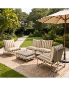 Salon de jardin 4 places à rayures taupe et beige avec table basse Veria gris - 4 pièces