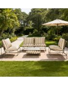Salon de jardin 4 places à rayures taupe et beige avec table basse Veria gris - 4 pièces