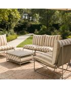 Salon de jardin 4 places à rayures taupe et beige avec table basse Veria gris - 4 pièces