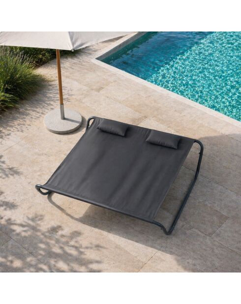Transat à bascule 2 personnes Mavelo gris foncé - 196x173x42 cm