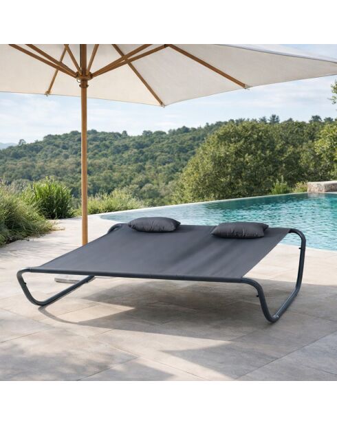 Transat à bascule 2 personnes Mavelo gris foncé - 196x173x42 cm
