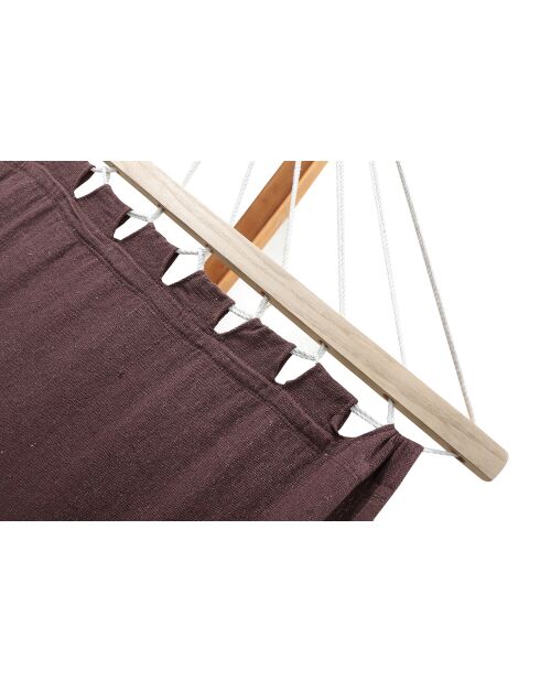 Amaca con tenda da sole su supporto in legno Roleva marrone - 315x120x120 cm