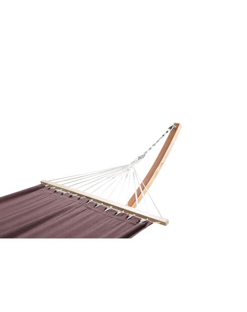 Amaca con tenda da sole su supporto in legno Roleva marrone - 315x120x120 cm