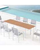 Ausziehbarer 8-Sitzer-Gartentisch aus Aluminium und Holz Brena-Holz - 180x90x70 cm