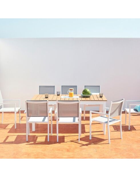 Ausziehbarer 8-Sitzer-Gartentisch aus Aluminium und Holz Brena-Holz - 180x90x70 cm