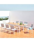 Ausziehbarer 8-Sitzer-Gartentisch aus Aluminium und Holz Brena-Holz - 180x90x70 cm