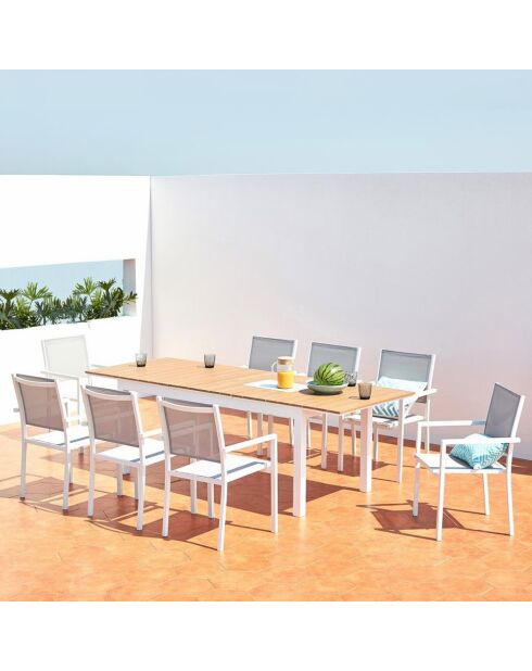 Ausziehbarer 8-Sitzer-Gartentisch aus Aluminium und Holz Brena-Holz - 180x90x70 cm