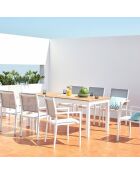 Ausziehbarer 8-Sitzer-Gartentisch aus Aluminium und Holz Brena-Holz - 180x90x70 cm