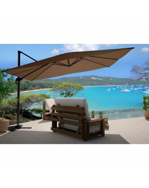 Ombrellone Koriva rettangolare rotante a 360° marrone - 300x400x280 cm