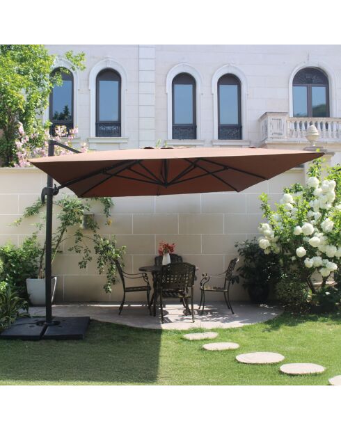 Ombrellone Koriva rettangolare rotante a 360° marrone - 300x400x280 cm