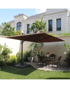 Koriva bruine rechthoekige 360° draaibare offsetparasol - 300x400x280 cm