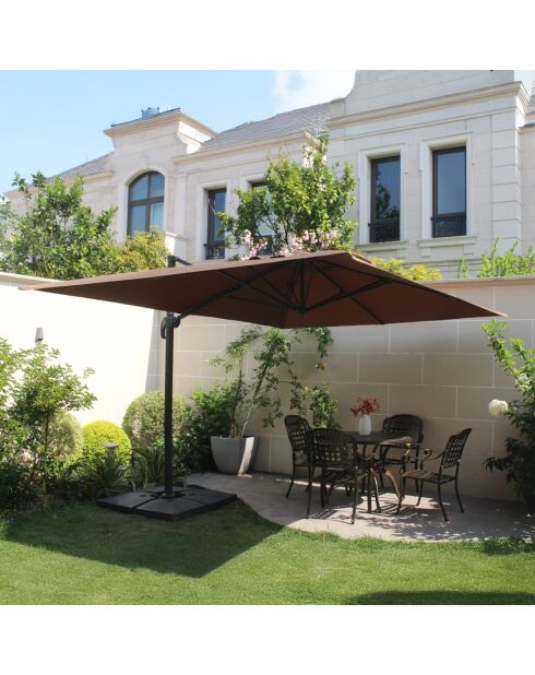 Ombrellone Koriva rettangolare rotante a 360° marrone - 300x400x280 cm