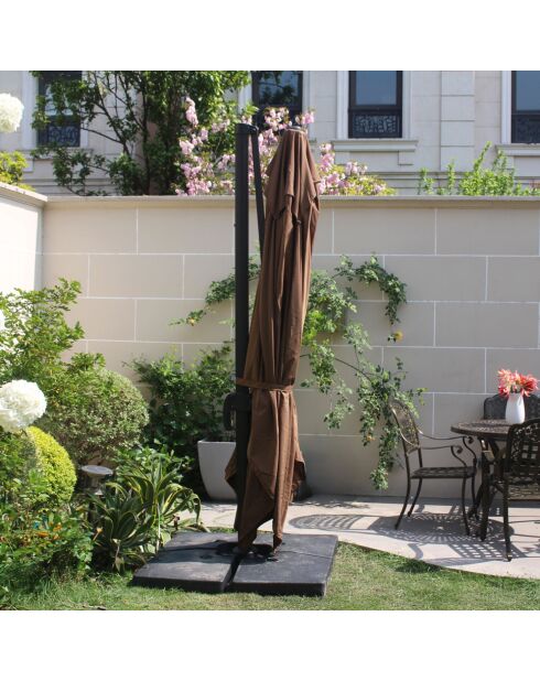 Koriva bruine rechthoekige 360° draaibare offsetparasol - 300x400x280 cm