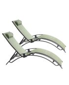 Lot de 2 transats ajustables Manado gris et kaki - 81x157x59 cm