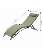 Lot de 2 transats ajustables Manado gris et kaki - 81x157x59 cm