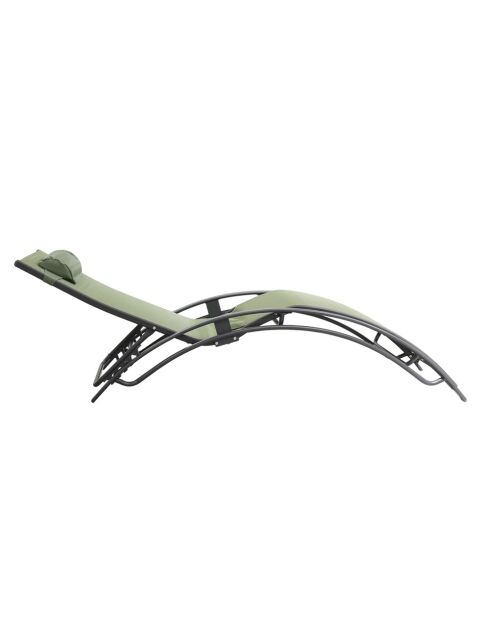 Lot de 2 transats ajustables Manado gris et kaki - 81x157x59 cm