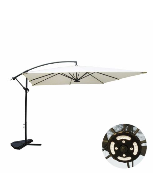 Johan quadratischer LED-Offset-Sonnenschirm, 300 x 300 x 245 cm, ecru