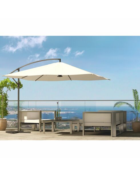 Johan quadratischer LED-Offset-Sonnenschirm, 300 x 300 x 245 cm, ecru
