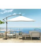 Johan quadratischer LED-Offset-Sonnenschirm, 300 x 300 x 245 cm, ecru