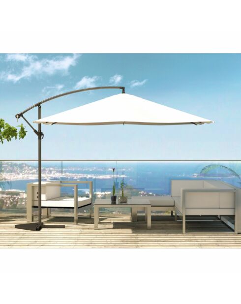 Johan quadratischer LED-Offset-Sonnenschirm, 300 x 300 x 245 cm, ecru