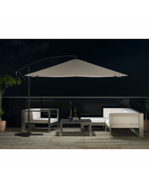 Johan quadratischer LED-Offset-Sonnenschirm, 300 x 300 x 245 cm, ecru