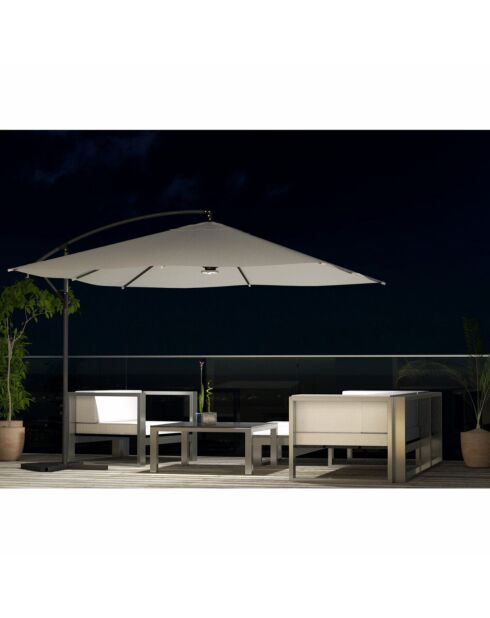 Johan quadratischer LED-Offset-Sonnenschirm, 300 x 300 x 245 cm, ecru